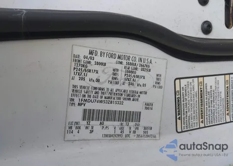 2003 Ford Explorer Eddie Bauer из США, поврежденный, VIN 1FMDU74W53ZB15332